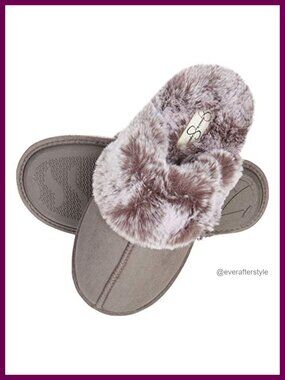 Faux Fur House Slipper Scuff Memory Foam Slip On Anti-skid Sole